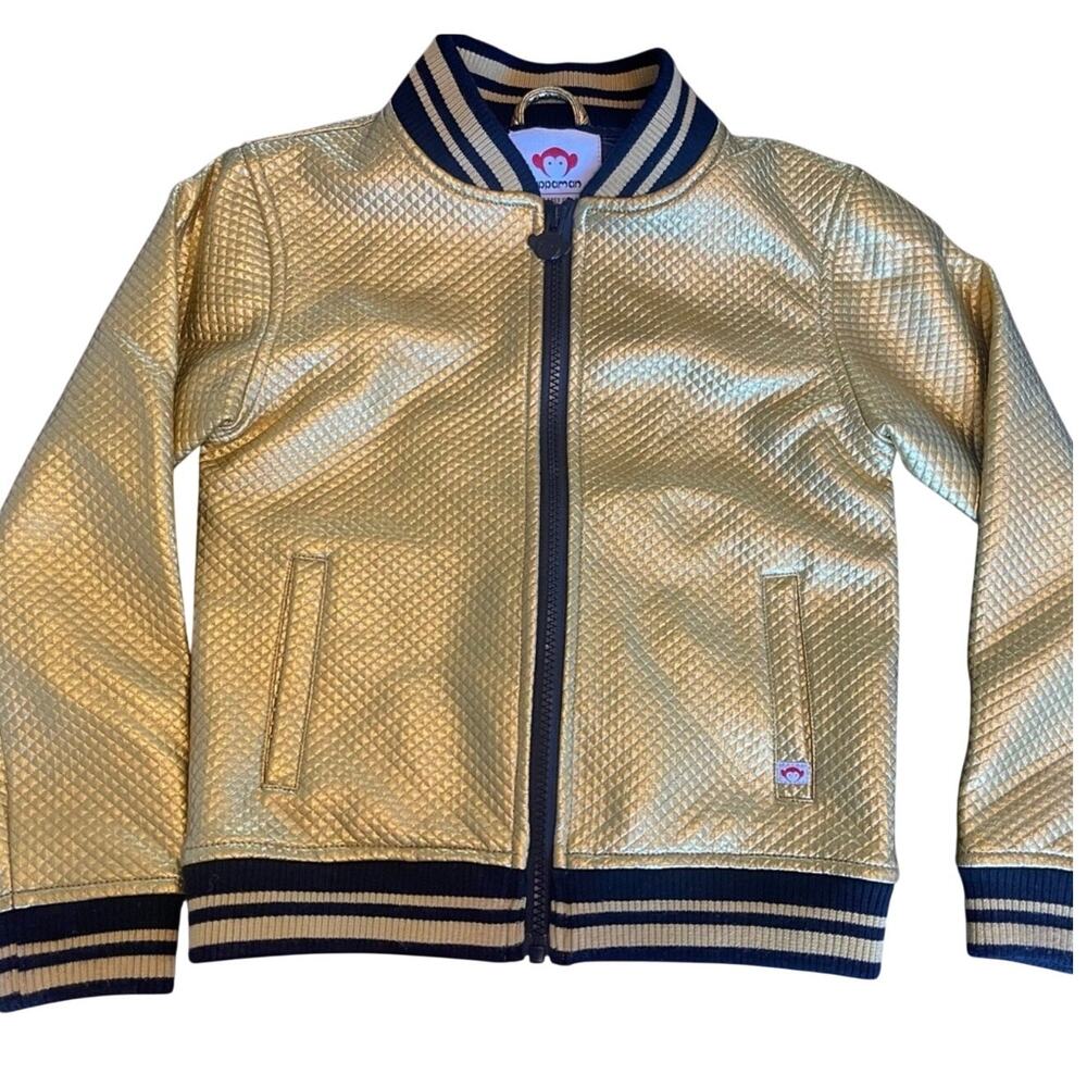 Appaman Bomber Jacket Kids Size 7 Gold Quilted Full Zip Metallic Streetwear Gorp